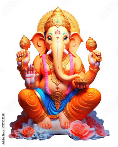 PNG Ganesh Chaturthi indian god worship art representation. 