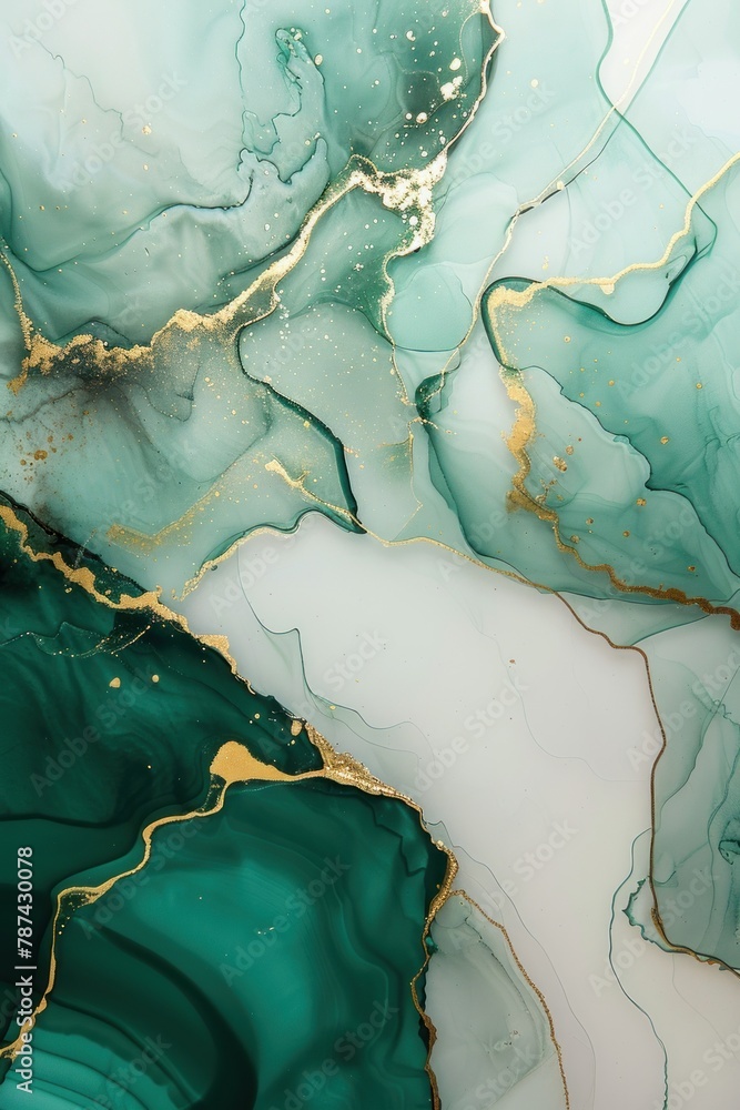 Fototapeta premium Modern green marble with gold texture