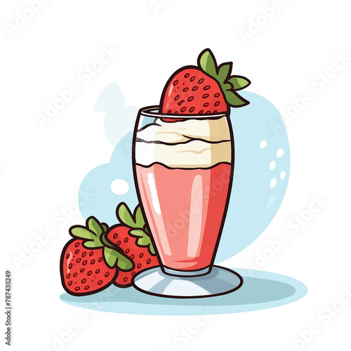 a cartoon pic or strawberry shake,plane whhite background photo