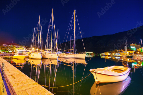 Yachts and boats in Kotor port photo