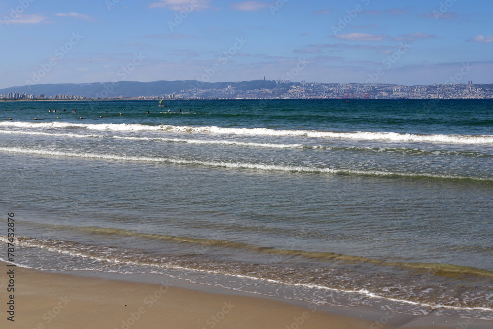 Sandy beach on the shores of the Mediterranean Sea in northern Israel. Sandy beach on the shores of the Mediterranean Sea in northern Israel.