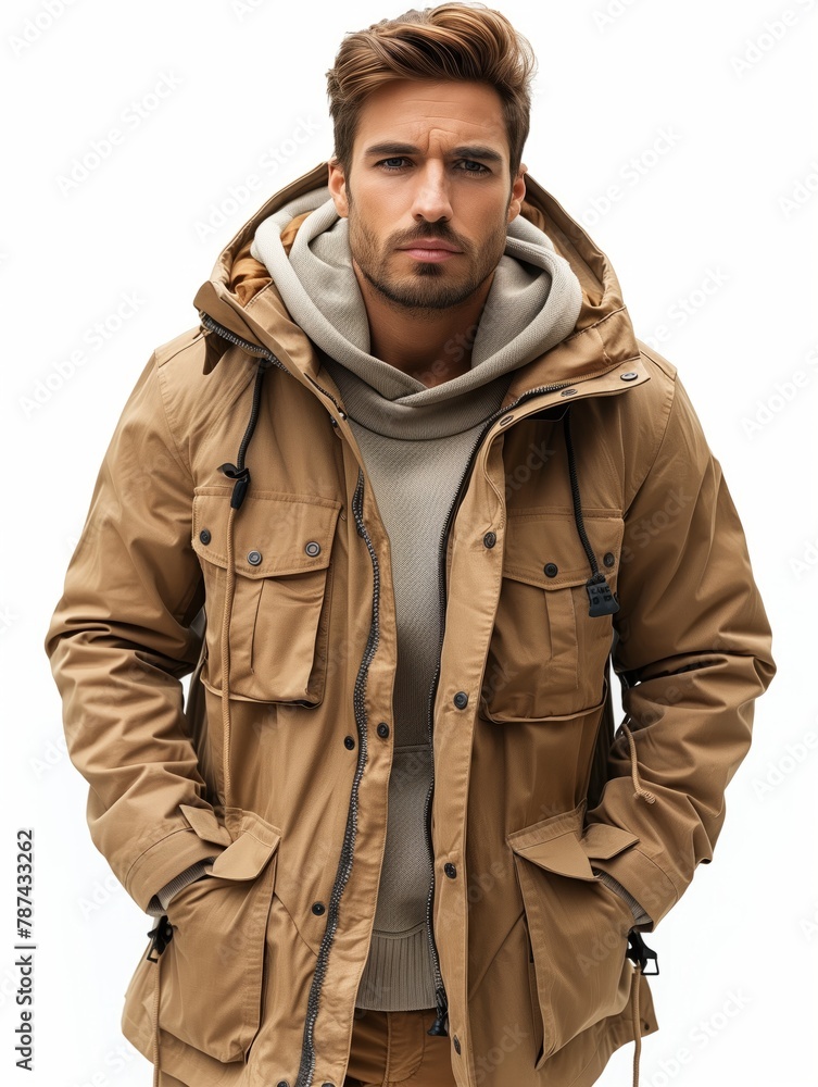 Stylish man in winter jacket and scarf Stylish man in winter jacket and scarf
