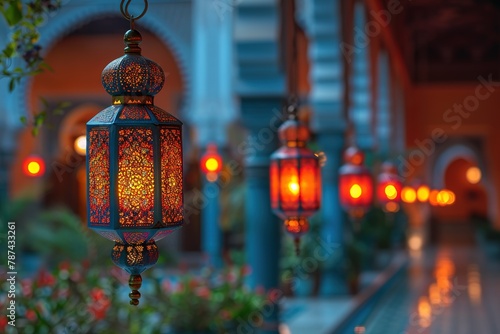 Culture background morocco arabic, lantern lamp culture light photo