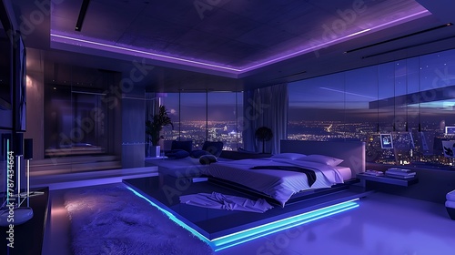 he penthouse bedroom at night was a haven of tranquility