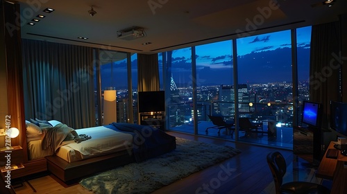 he penthouse bedroom at night was a haven of tranquility © Rao