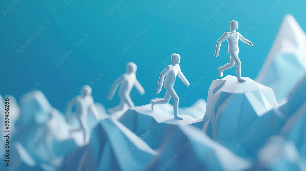 teamwork concept leader guiding team to success and achieving goals 3d illustration - obrazy, fototapety, plakaty 