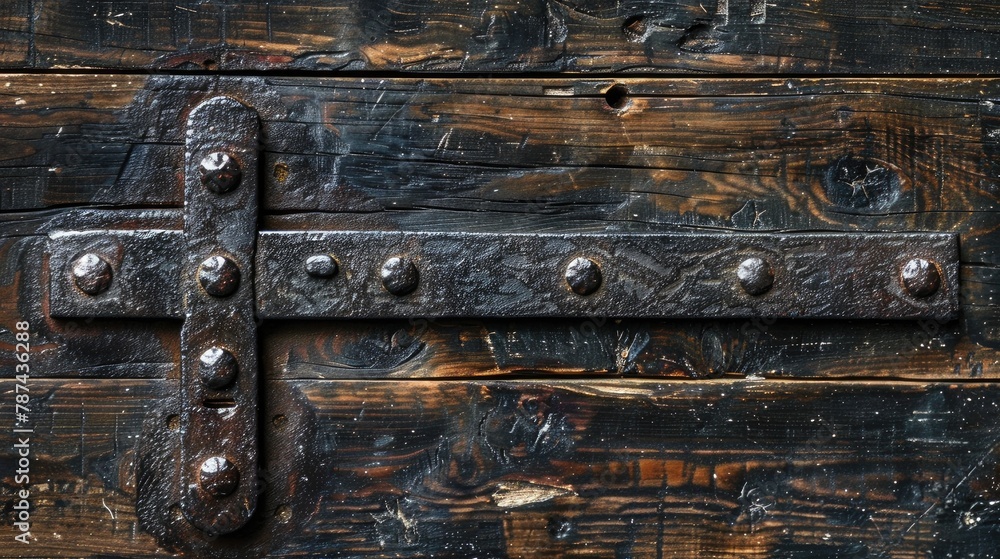 texture of wrought iron hardware with a dark, rustic appearance and visible grain texture of wrought iron hardware with a dark, rustic appearance and visible grain