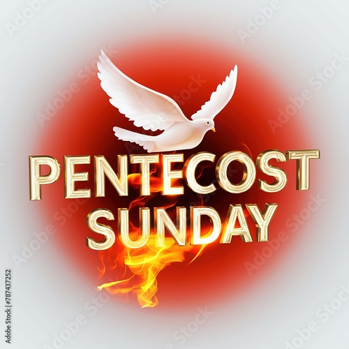 Pentecost background with flying dove. Whit Sunday, Whitsunday or Whitsun photo