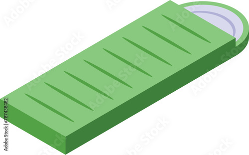 Green sleeping bag icon isometric vector. Waterproof element. Modern design