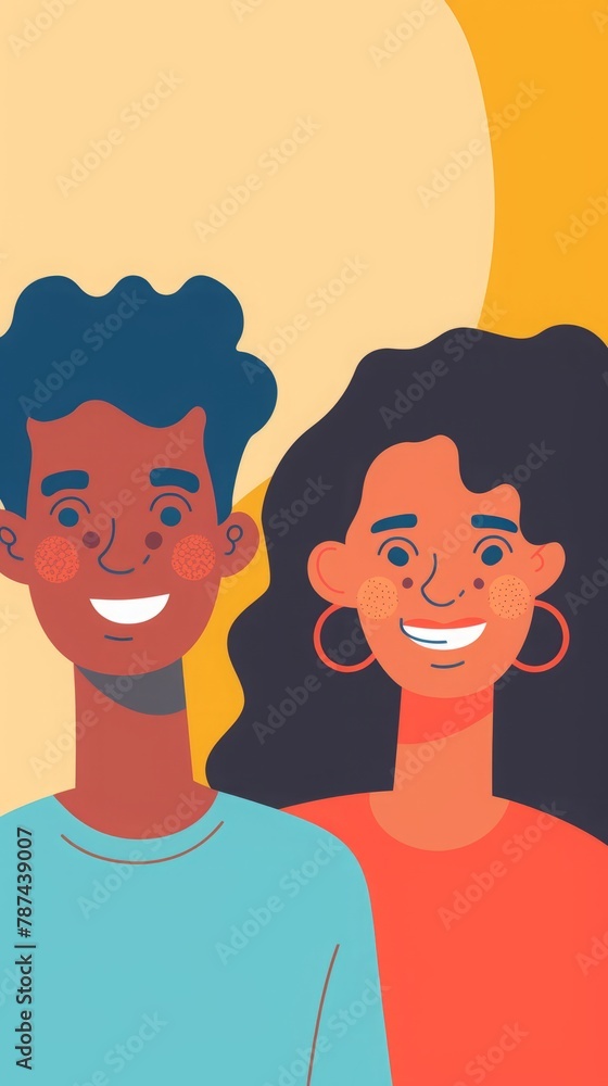 Fototapeta premium guy and girl smiling.