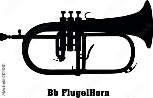 Flugel Horns Vector Musical Instrument Silhouette Set