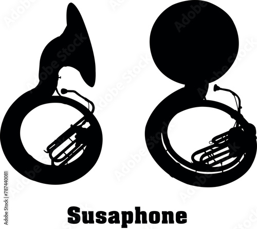 Susaphones Vector Musical Instrument Silhouette Set