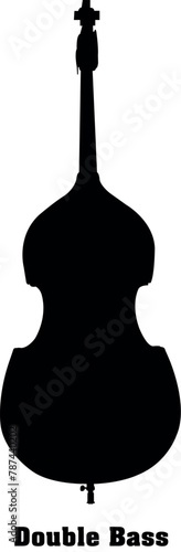 Double Bass Vector Musical Instrument Silhouette Set