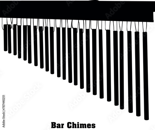 Bar Chimes Vector Musical Instrument Silhouette Set