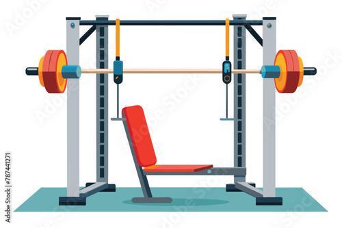 Smith Machine with Barbell and Weight Bench, Gym Equipment for Strength Training