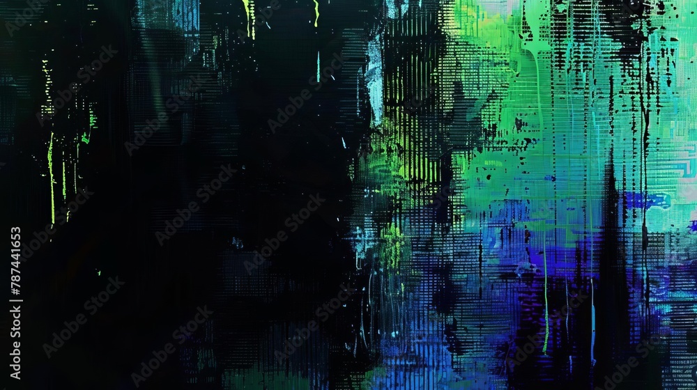 glitch art background with black blue and green digital noise texture glitch art background with black blue and green digital noise texture
