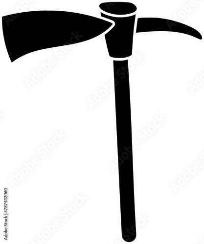 tool illustration miner silhouette mattock logo work icon industry outline dig pick pickaxe heavy rock axe black mine coal shape mineral hardware hand for vector graphic background