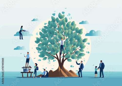 Career Growth HR Strategies: Nurturing Employees Skills, Hiring Talent for Organizational Development through People Management - Minimalist Vector Illustration