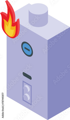 Lpg home boiler icon isometric vector. Valve pump. Heating house