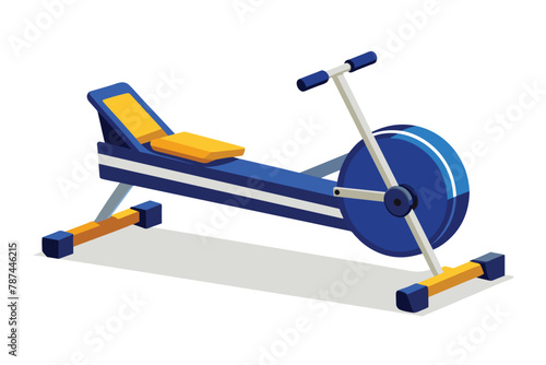 Rowing Machine Vector Illustration - Gym Fitness Equipment for Workout and Healthy Lifestyle