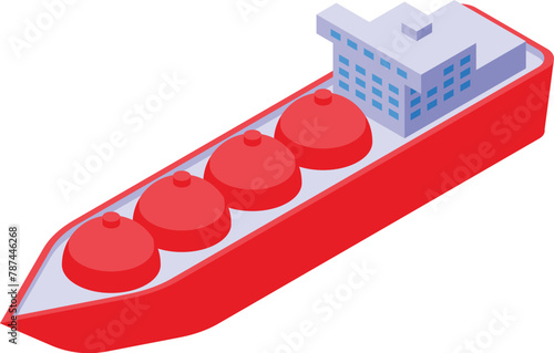 Gas tank ship icon isometric vector. Marine transport. Fuel delivery