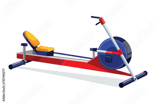 Cartoon Rowing Machine Vector Illustration for Fitness and Workout
