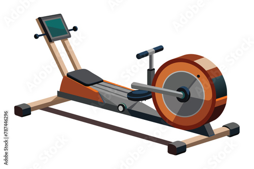Rowing Machine Fitness Equipment Vector Illustration Isolated on White