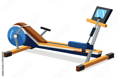 Flat Design Rowing Machine Illustration for Fitness and Workout isolated on white