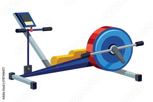 Vibrant Rowing Machine Ergometer Vector Illustration for Fitness and Gym Workouts