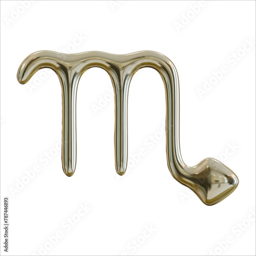 3d golden realistic zodiac sign