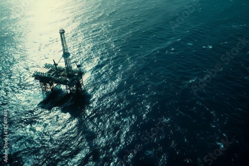 Offshore platform, oil and gas production in ocean or sea, gas and oil production industry, offshore drilling rig