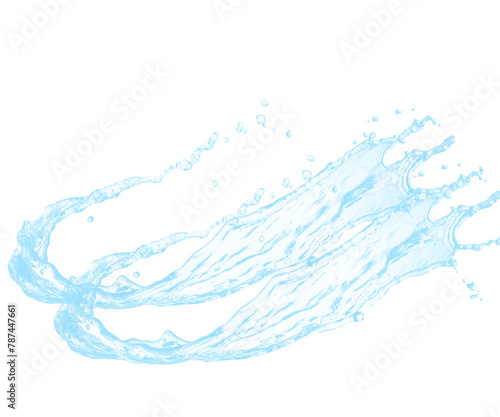  blue water splash isolated on white background