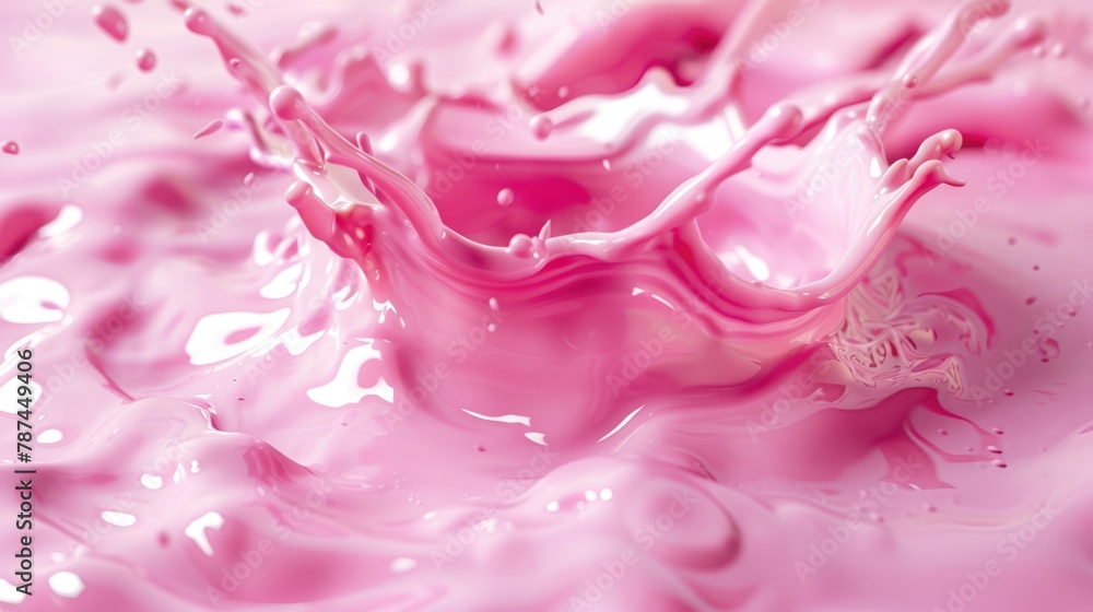 Splash of pink milky liquid similar to smoothie, yogurt or cream Splash of pink milky liquid similar to smoothie, yogurt or cream