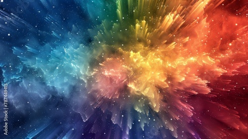 A cosmic explosion of rainbow hues pulsating in an everchanging sequence.