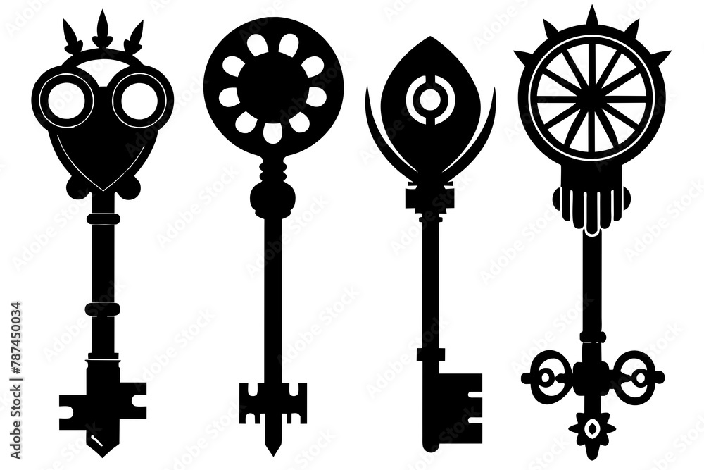 Obraz premium Key set vector silhouette