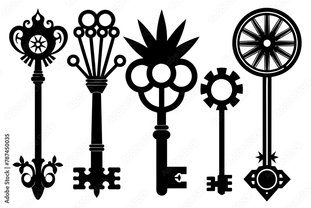 Obraz premium Key set vector silhouette