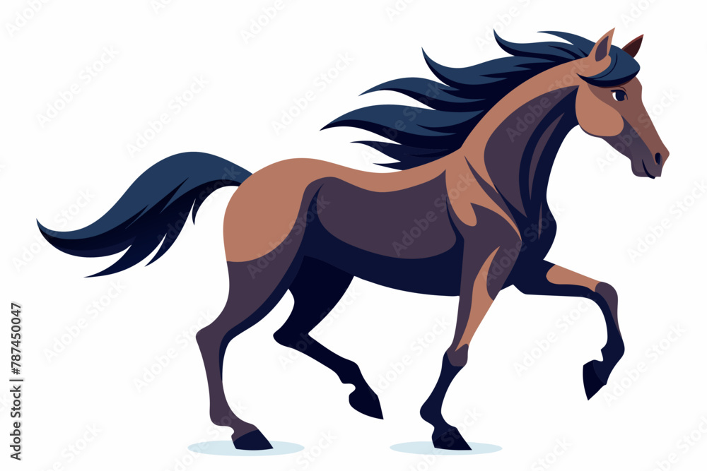 Obraz premium A stallion galloping fast on white background