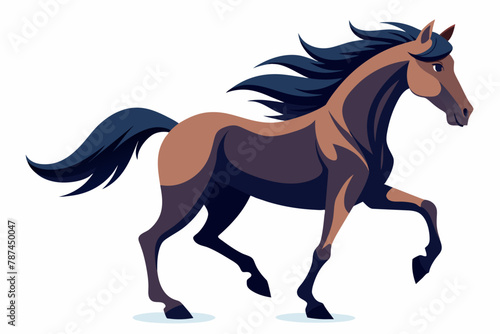 A stallion galloping fast on white background