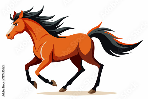 A stallion galloping fast on white background