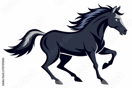 A stallion galloping fast on white background