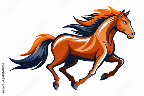 A stallion galloping fast on white background