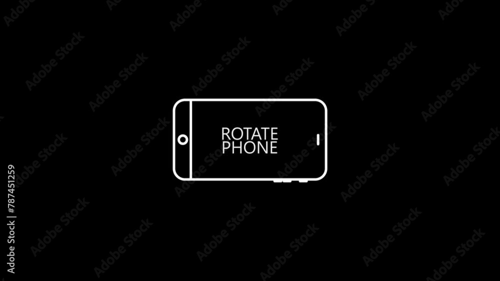 Rotate mobile phone icon animation, transparent background. Device rotation symbol on transparent background or alpha channel
