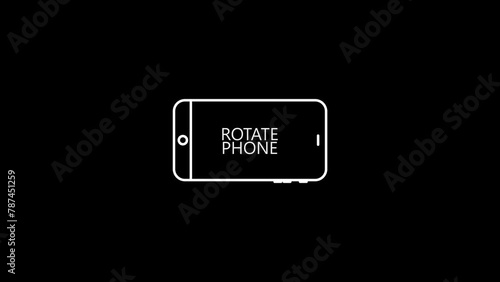 Rotate mobile phone icon animation, transparent background. Device rotation symbol on transparent background or alpha channel