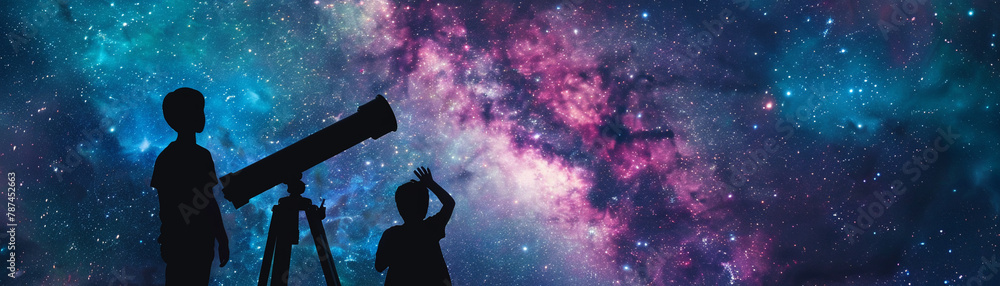 A telescope pointed towards the stars with multiple individuals looking through it in turns, illustrating diverse perspectives and the guidance provided by collaboration A telescope pointed towards the stars with multiple individuals looking through it in turns, illustrating diverse perspectives and the guidance provided by collaboration