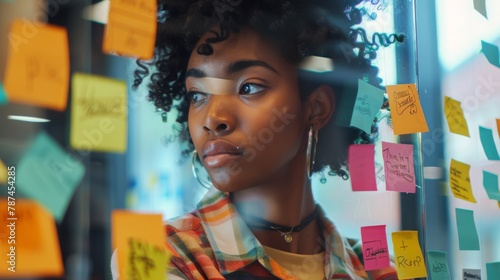 Woman Surrounded by Sticky Notes