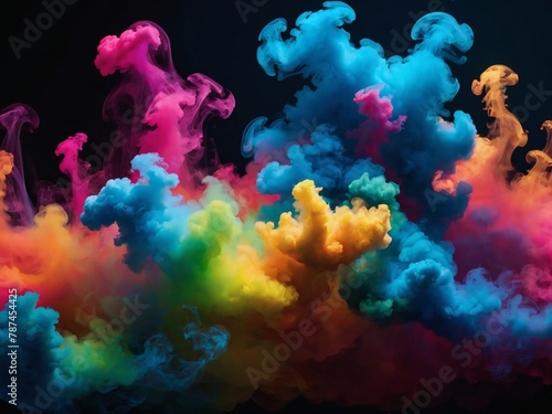 Abstract dynamic, rainbow-colored smoke drifting, vivid background for advertising or design, wallpaper for gadgets. © xKas
