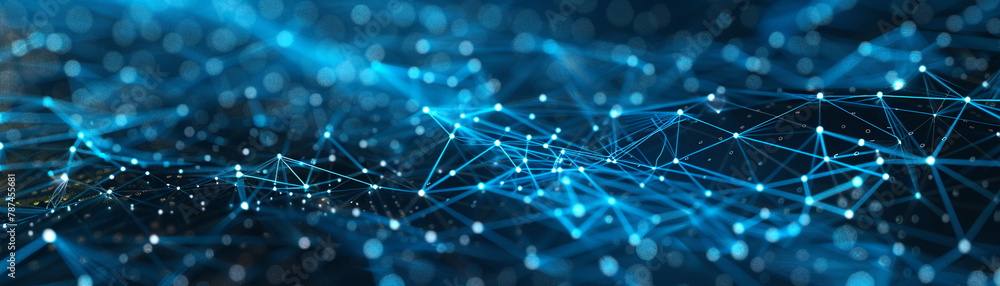 Blue, glowing network lines in a cyber technology environment, depicting seamless connectivity Blue, glowing network lines in a cyber technology environment, depicting seamless connectivity