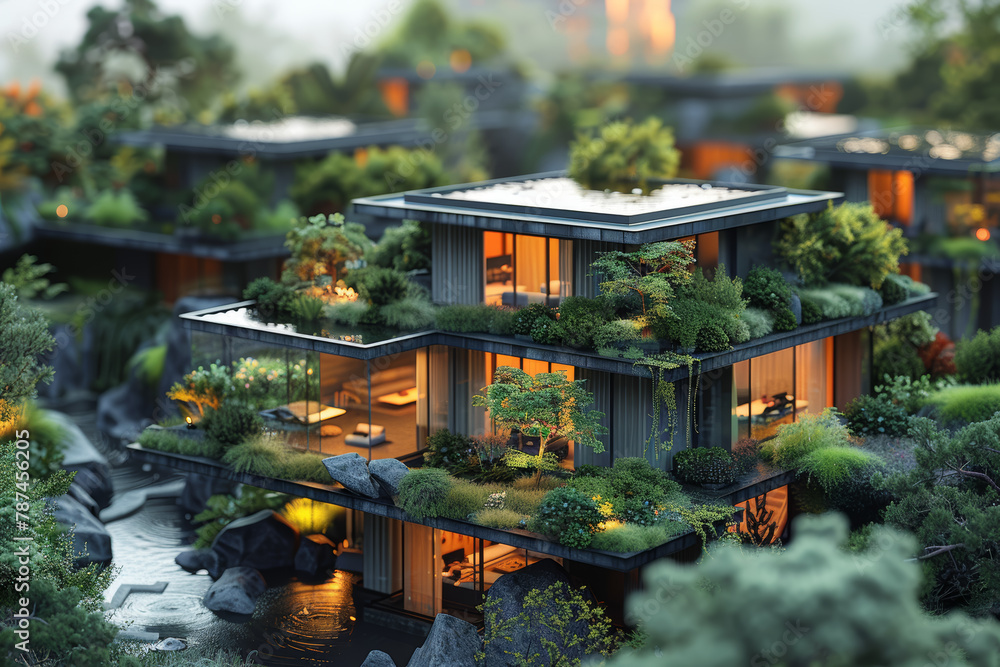 A community center buzzing with activity, powered by energy harvested