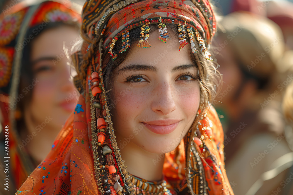 Fototapeta premium Refugees organizing cultural festivals to celebrate diversity and unity within displaced communities. Concept of cultural exchange and solidarity. Generative Ai.