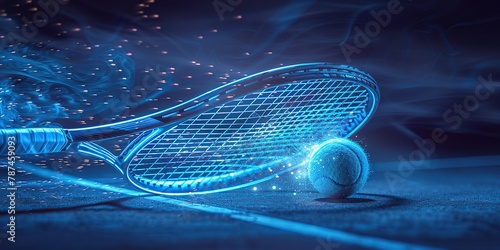 tennis racket and ball in smoke, cover © Sofiia Bakh